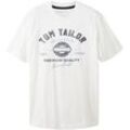 TOM TAILOR Herren T-Shirt mit Logo Print, weiß, Logo Print, Gr. M