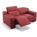2-Sitzer Sofa LORETO Designer Ledersofa - Rot