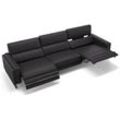 Designersofa MARA 3-Sitzer Leder Couch - schwarz