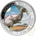 1 Unze Silbermünze Somalia Elefant 2023 - coloriert