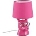 Tischlampe Leuchte Nachttischlampe Keramik für Schlafzimmer Esszimmerlampe Tischleuchte Modern, Hund mit Brille pink, Textil, 1x E14 Fassung, DxH 18x29 cm