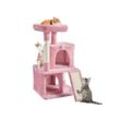 Kratzbaum Stabiler Katzenbaum 91 cm Katzenkratzbaum, mit 2 Häuschen Sisal Kuschelige und Spielball, Spielbaum für Katzen, Rosa - Yaheetech