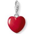 THOMAS SABO Charm-Einhänger rotes Herz, 0016-007-10, rot|silberfarben