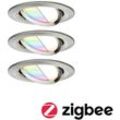 5145 Bundle Smart Home Zigbee led Einbauleuchten-Set Nova Plus 3er-Set 3x6W rgbw Eisen gebürstet - Paulmann