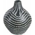 Beliani - Dekorative Vase Schwarz und Weiß aus Terrakotta 35 cm handgefertigt Streifenmuster Boho Wohnaccessoires