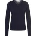 GALERIA Seide-Cashmere Pullover, V-Ausschnitt, Rippbündchen, für Damen, blau, 40