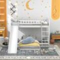Kinder-Etagenbett mit Rutsche, Gestell Kiefer massiv, Bett mit Lattenrost 90 x 200 cm, weiß