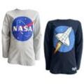 NASA Langarmshirt 2x NASA Langarm T-Shirts Doppelpack Jungen + Mädchen Sweatshirt NASA Logo Druck
