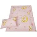 Kinder Bettwäsche 2-tlg ( 100x135cm / 40x60cm ) Bettdecken Set, 100% Baumwolle - Babybettwäsche mit Motiv - Bärchen Rosa - Bärchen Rosa