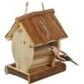Relaxdays - Vogelfutterhaus, Wildvogel Futterstelle zum Aufhängen, hbt: 20 x 15,5 x 13 cm, Vogelhäuschen aus Holz, natur