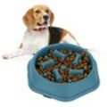 Anti Schling Napf, Futternapf für Hunde, Tiernapf 500 ml, langsames Fressen, Hundenapf spülmaschinenfest, blau - Relaxdays