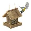 Vogelfutterhaus, Wildvogel Futterstelle zum Aufhängen, hbt 17 x 14,5 x 11,5 cm, Vogelhäuschen aus Holz, natur - Relaxdays