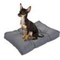 Hundebett, 75 x 50 cm, weiches Hundekissen für kleine Hunde, Katzen, wasserfest, waschbar, Hundematte, grau - Relaxdays