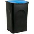 Stefanplast® Mülleimer mit Deckel 50L Abfalleimer Geruchsarm Küche Bad Biomüll Gelber Sack Kunststoff Mülltrennung schwarz/blau