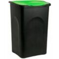Stefanplast® Mülleimer mit Deckel 50L Abfalleimer Geruchsarm Küche Bad Biomüll Gelber Sack Kunststoff Mülltrennung schwarz/grün