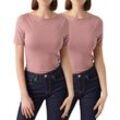 Vero Moda T-Shirt Stilvolles Damen-Shirt mit U-Boot Ausschnitt (2er-Pack) unifarbenes Oberteil aus Baumwollmischung