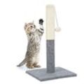 Kratzstamm, Kratzsäule für Katzen, freistehend, Kratzstange mit Sisalstamm & Spielball, Indoor, h: 54 cm, grau - Relaxdays