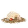 Hamsterhaus aus Holz, Käfigzubehör für Zwerghamster & Mäuse, hbt: 10 x 18,5 x 13 cm, Hamster Häuschen, natur - Relaxdays