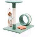 Fudajo Katzenkratzbaum inkl. Spielzeug und Tunnel grüner Kratzbaum für Katzen Kratzmöbel mit Maus - grün