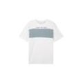 TOM TAILOR Herren T-Shirt mit Colour Blocking, weiß, Logo Print, Gr. XXXL