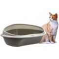 Katzenklo Ecke klein Eck Katzentoilette mit Rand ohne Deckel offen grau Katzen wc Ecktoilette - Garpet