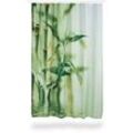 Duschvorhang Bambus Design, Polyester, Textil, waschbar, Pflanze, Stoff, 200 x 180 cm, Wannenvorhang, grün - Relaxdays