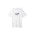 TOM TAILOR DENIM Herren T-Shirt mit Print, weiß, Print, Gr. XL
