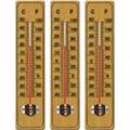 DEUBA® 3x Garten Thermometer mit Celsius Fahrenheit Skala Haushalt Analog Außenthermometer Aufhängung Wetterstation Holz