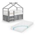 VitaliSpa® Kinderbett Bettenhaus Einzelbett 80x160 cm ADIS Weiß Grau Matratze