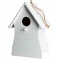 Holz Vogelhäuschen zum Aufhängen 20 x 14 cm - weiß - Garten Deko Vogel Nist Haus mit Fütterungsloch