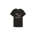 PUMA T-Shirt CLASSICS Shiny Logo T-Shirt Damen, schwarz