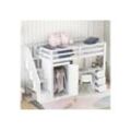 Celya Hochbett 90x200cm mit Kleiderschrank und Treppe Schreibtisch und Schubladen und Schrank in einem