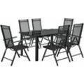 Juskys Aluminium Gartengarnitur Milano - Gartenmöbel Set mit Tisch und 6 Stühlen – Dunkel-Grau mit schwarzer Kunstfaser - Alu Sitzgruppe Balkonmöbel