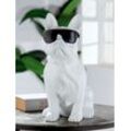 Tierfigur CASABLANCA BY GILDE "Mops Cool Dog sitzend" Dekofiguren Gr. B/H/T: 18 cm x 35 cm x 24,5 cm, weiß Tierfiguren