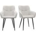 Design-Stühle Stoff mit strukturiertem Samteffekt in Beige und schwarze Metallfüße (2er-Set) MONTERO