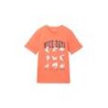 TOM TAILOR Jungen T-Shirt mit Print, orange, Print, Gr. 92/98