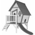 Spielhaus Cabin xl in Weiß mit Rutsche in Grau Stelzenhaus aus fsc Holz für Kinder Kleiner Spielturm für den Garten - Grau - AXI