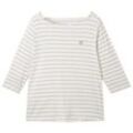 TOM TAILOR Damen Plus - T-Shirt mit Bio-Baumwolle, weiß, Streifenmuster, Gr. 46