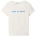 TOM TAILOR DENIM Damen Basic T-Shirt mit Bio-Baumwolle, braun, Textprint, Gr. XL