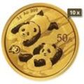 10 x 1/10 Unze Gold China Panda diverse Jahrgänge
