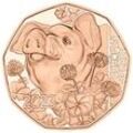 8,9 g Kupfer Österreich Neujahrsmünze Schwein gehabt 2023