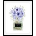 Bild mit Rahmen MY HOME "Blumen Parfüm - Gerahmter Digitaldruck Wandbild" Bilder Gr. B/H: 50 cm x 70 cm, Wandbild Hochformat, 1 St., bunt (blau, grün) Bilder mit Rahmen Holzrahmen - Dekoration