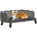 Pawhut - Hundesofa mit Rückenlehne Haustiersofa mit Holzbeinen Hundebett Weichem Bezug, Katzensofa Dunkelgrau 98,5x60,5x35,5 cm - Dunkelgrau