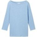 TOM TAILOR Damen 3/4 Arm Shirt mit Bio-Baumwolle, blau, Uni, Gr. XXXL