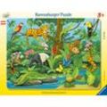 Ravensburger Kinderpuzzle - 05140 Tiere im Regenwald - Rahmenpuzzle für Kinder ab 3 Jahren, mit 11 Teilen