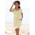 Beachtime Jerseykleid mit Blumenmuster und Taschen, Sommerkleid aus Baumwoll-Mix, gelb
