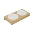 TRIXIE Futterbehälter Napf-Set aus Keramik/Bambus weiß/natur für Hunde