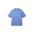 TOM TAILOR DENIM Herren Oversized T-Shirt, blau, Logo Print, Gr. XL