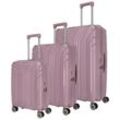 travelite Trolleyset ELVAA L/M/S, 4 Rollen, (3 tlg), Kofferset Reisegepäck Reisekoffer Hartschalenkoffer TSA Schloss, rosa