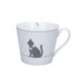 Krasilnikoff Happy Cup Animal Love aus Porzellan, Ø10 x H9cm, Katze, weiss